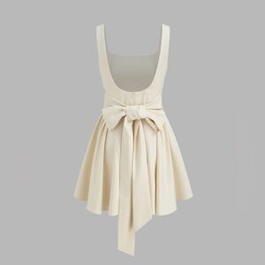 SATIN SQUARE NECK SOLID RUFFLE DRESS